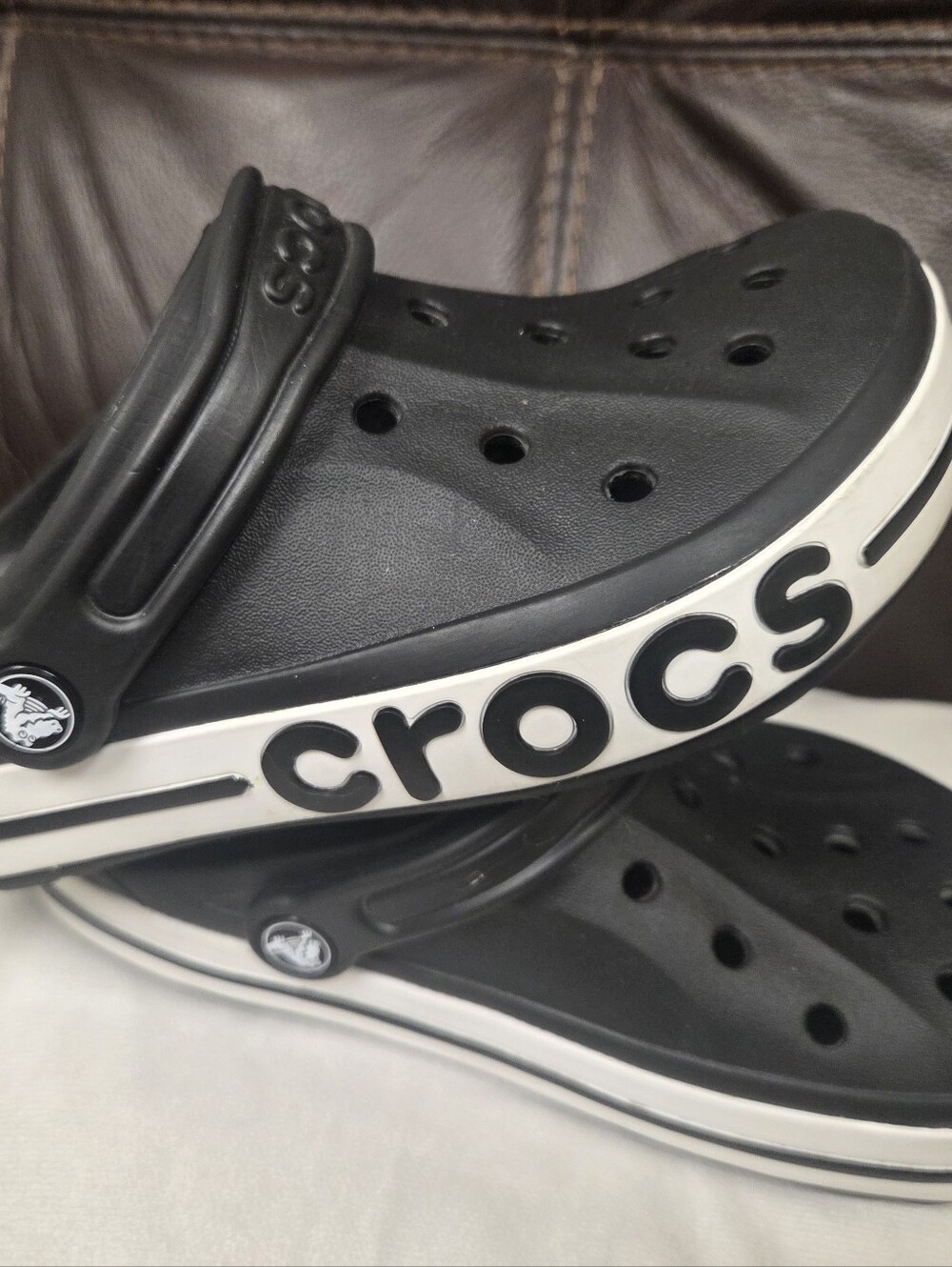 CROCS Kids' Black and White Sport Clog Sandals